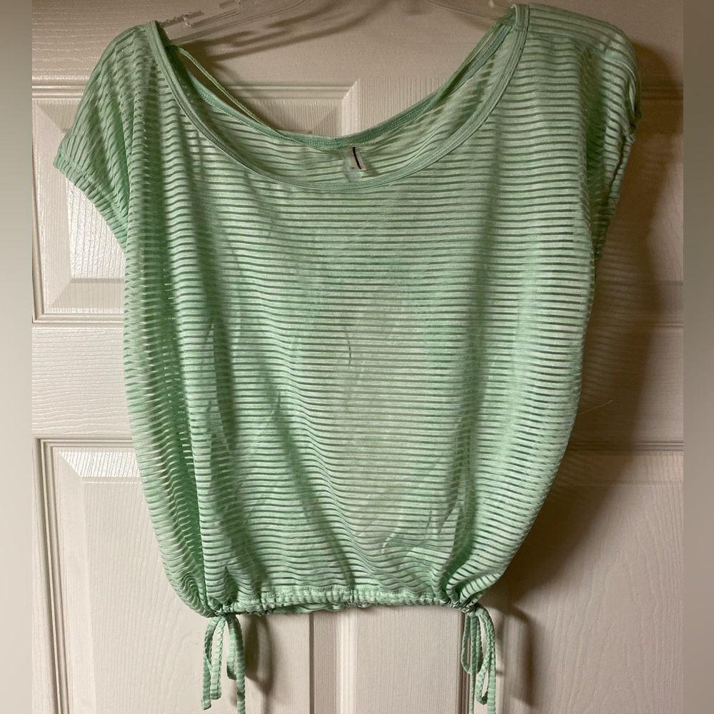 FP Movement by Free People Mint Green Striped Short Sleeve Tee